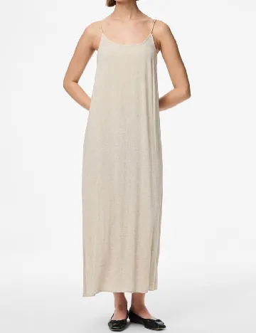 Rochie lunga Pieces, crem