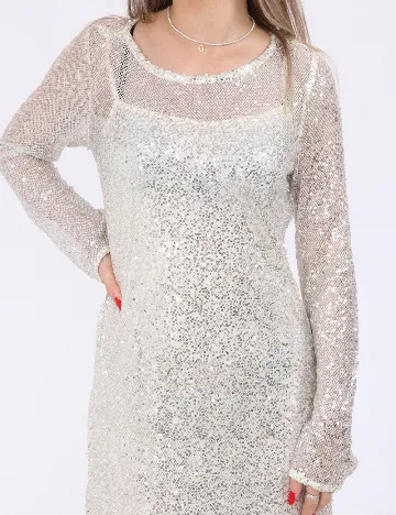 Rochie medie Pieces, crem