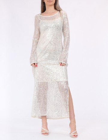 Rochie medie Pieces, crem