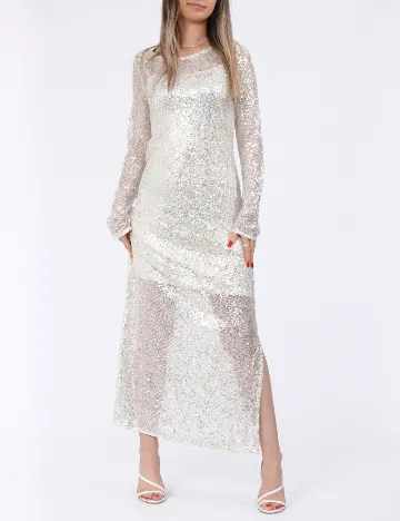 Rochie medie Pieces, crem