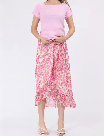 Tricou Pieces, roz Roz