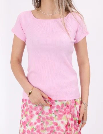 Tricou Pieces, roz Roz