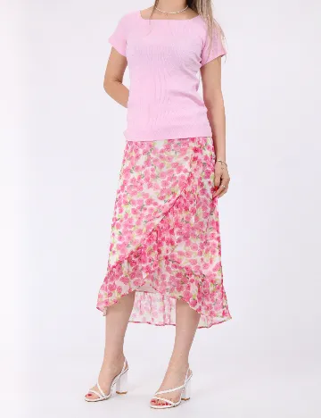Tricou Pieces, roz Roz