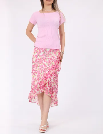Tricou Pieces, roz Roz