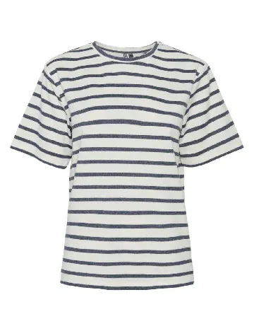 Tricou Pieces, ecru/albastru