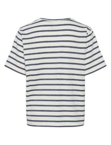 Tricou Pieces, ecru/albastru