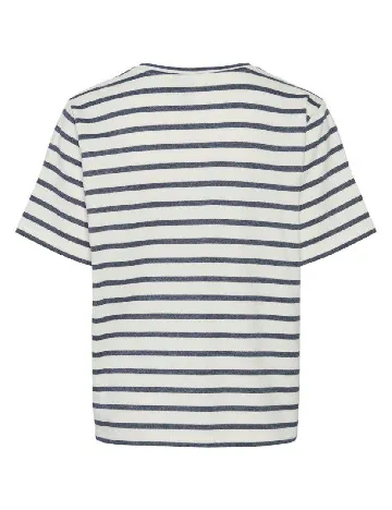 Tricou Pieces, ecru/albastru