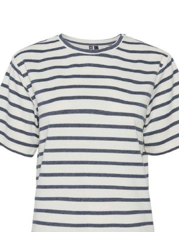 Tricou Pieces, ecru/albastru