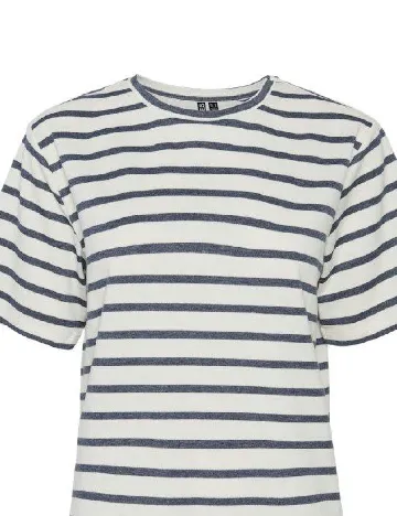 Tricou Pieces, ecru/albastru