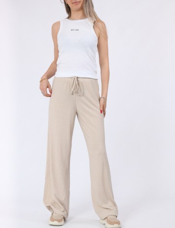 Pantaloni Pieces, crem
