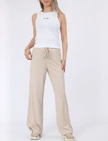 Pantaloni Pieces, crem