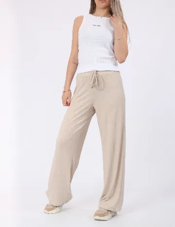 Pantaloni Pieces, crem