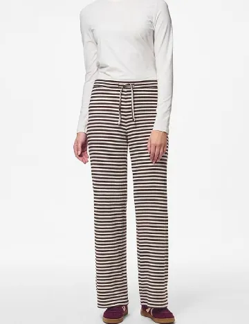 Pantaloni Pieces, alb/visiniu