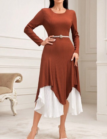 Rochie medie SHEIN, caramiziu