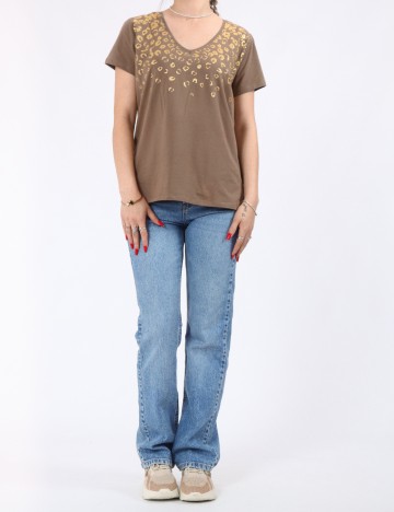 Tricou Pieces, maro