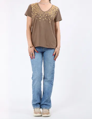Tricou Pieces, maro