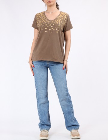Tricou Pieces, maro