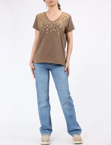 Tricou Pieces, maro
