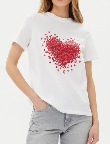 Tricou Pieces, alb