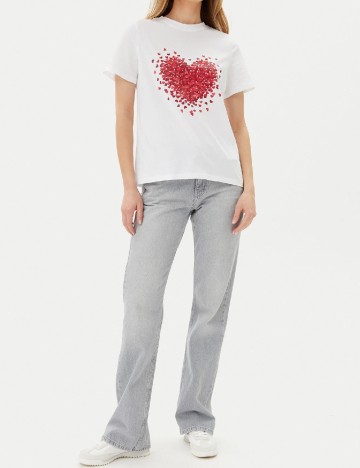 Tricou Pieces, alb