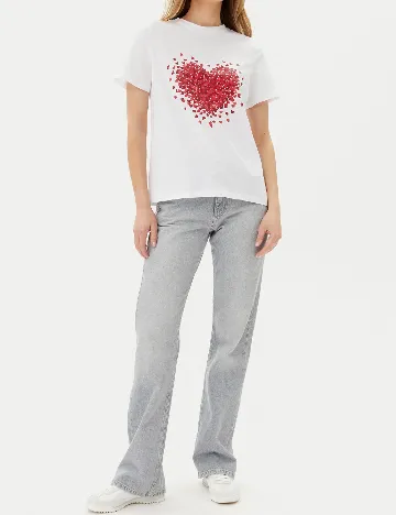 Tricou Pieces, alb