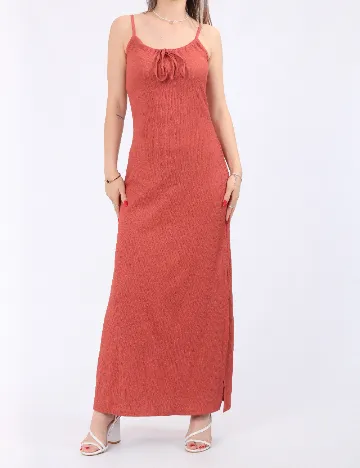 Rochie lunga Pieces, caramiziu Rosu