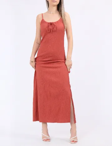 Rochie lunga Pieces, caramiziu Rosu
