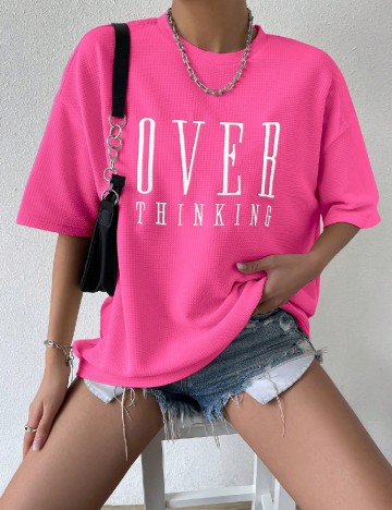 Tricou Oversize SHEIN, roz