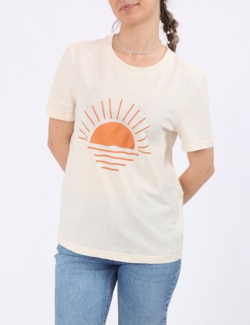 Tricou Pieces, crem