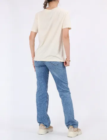 Tricou Pieces, crem