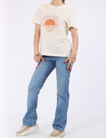 Tricou Pieces, crem