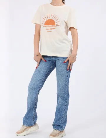 Tricou Pieces, crem