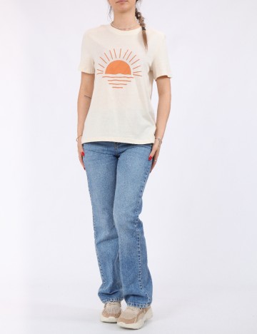 Tricou Pieces, crem