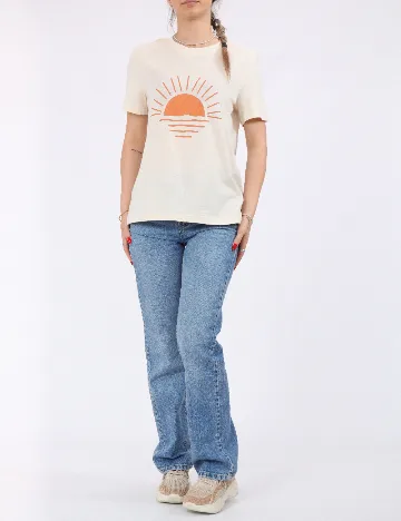 Tricou Pieces, crem