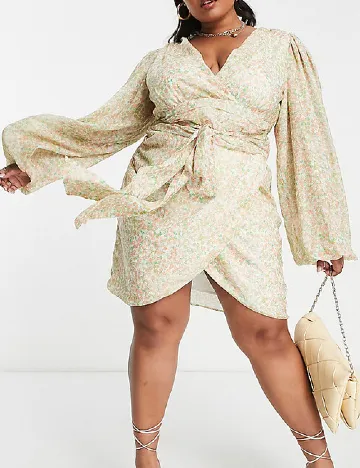 Rochie scurta Pretty Lavish Curve, floral print