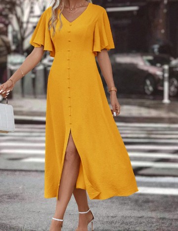 Rochie medie SHEIN, mustar