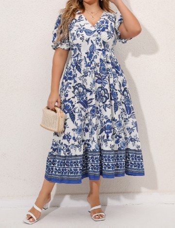 Rochie medie SHEIN CURVE, albastru