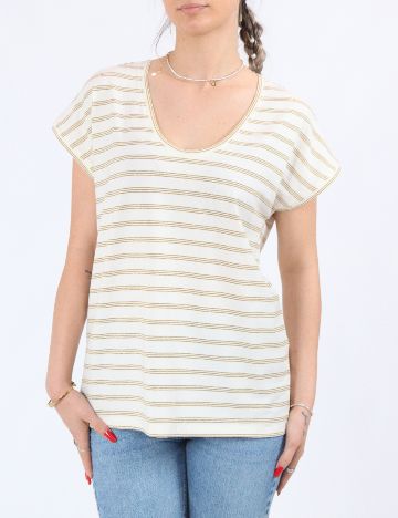 Tricou Pieces, crem