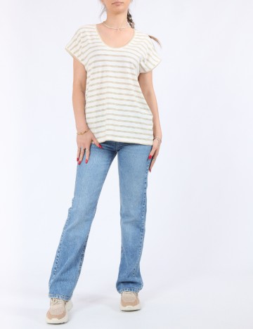 Tricou Pieces, crem