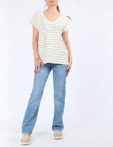 Tricou Pieces, crem