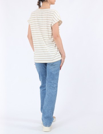 Tricou Pieces, crem