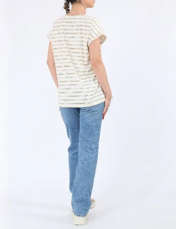 Tricou Pieces, crem