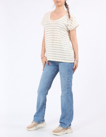 Tricou Pieces, crem