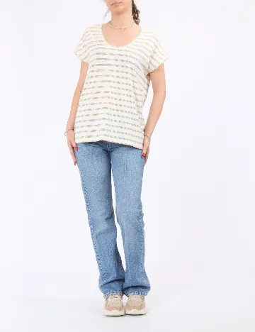 Tricou Pieces, crem