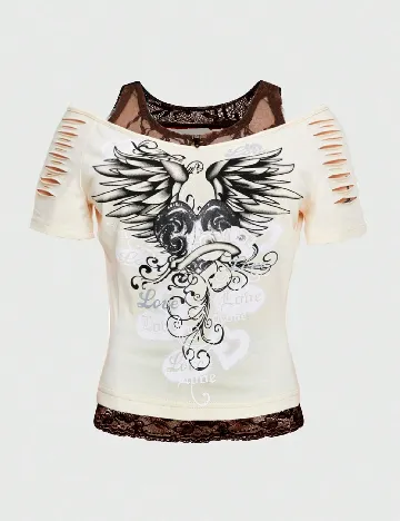 Tricou Romwe, crem