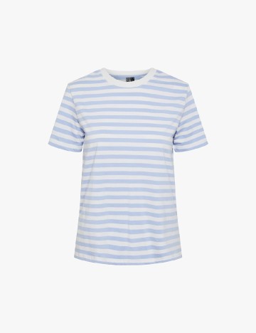 Tricou Pieces, alb/albastru