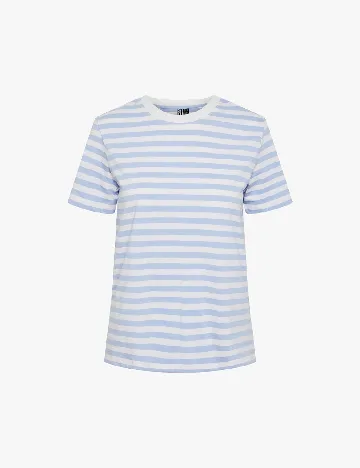 Tricou Pieces, alb/albastru
