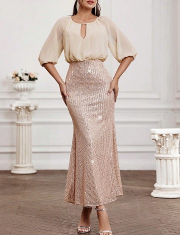 Rochie lunga SHEIN, crem