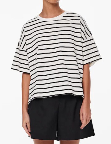 Tricou Pieces, alb/negru