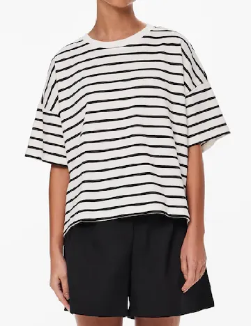 Tricou Pieces, alb/negru